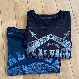 Salvage Brand Buckle Los Angeles T-shirts size small blue and brown heathered